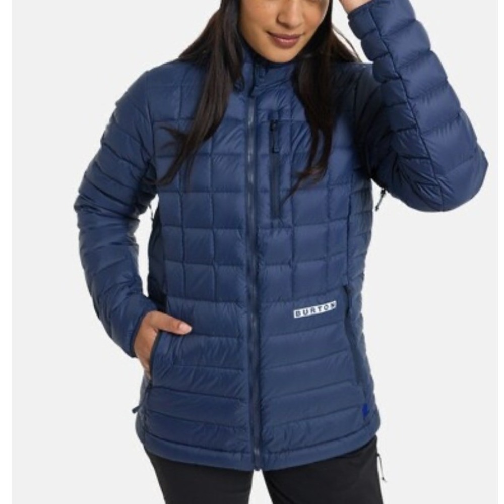 Burton Midheat Down Insulated Jacket Dress Blue Puffer Ski Snowboard Sz XL Women